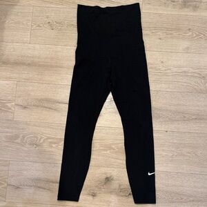 Nike Women’s Maternity Black Leggings with White Swoosh